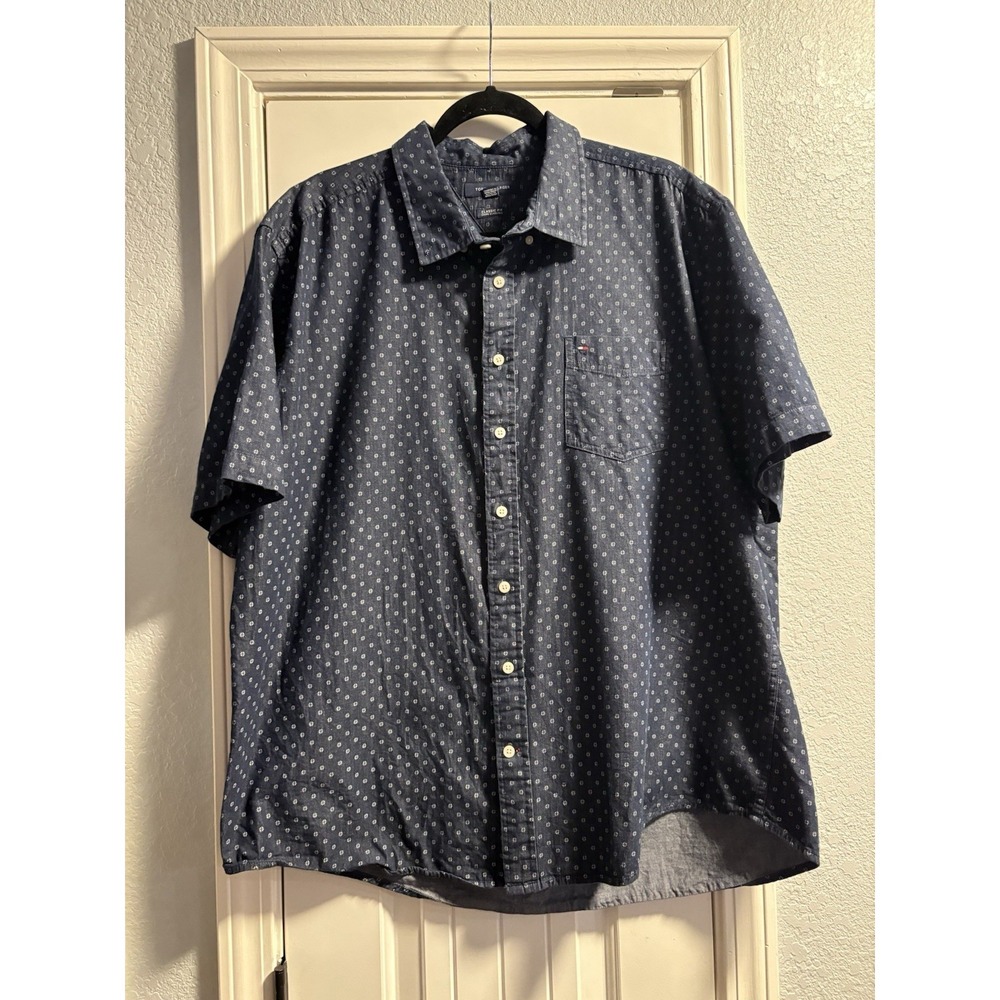 Tommy Hilfiger Men's Printed Short Sleeve Button Down Shirt Classic Fit XXL‎